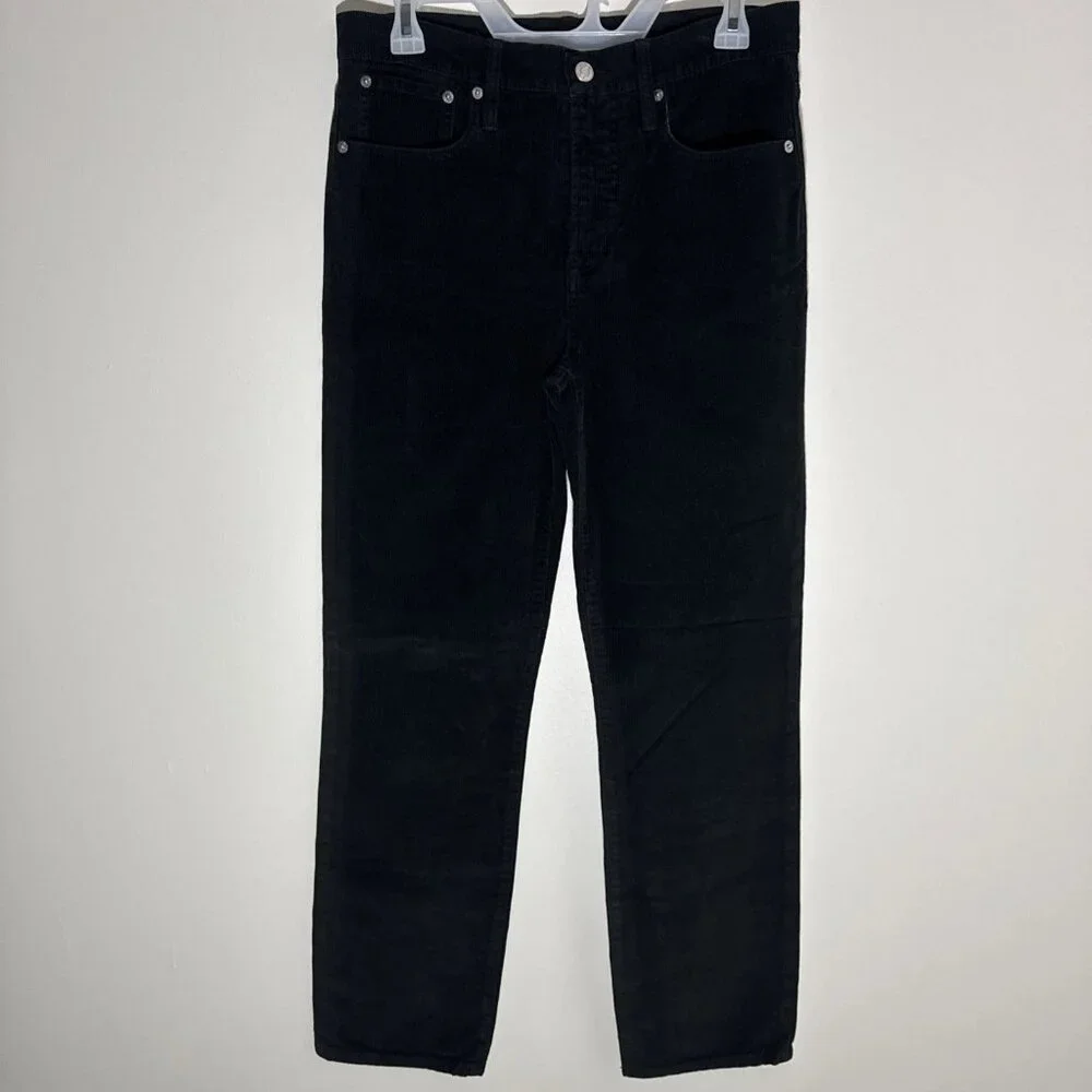 J Crew Corduroy Pants Black Women's 29 Straight Leg Stretch Jeans
